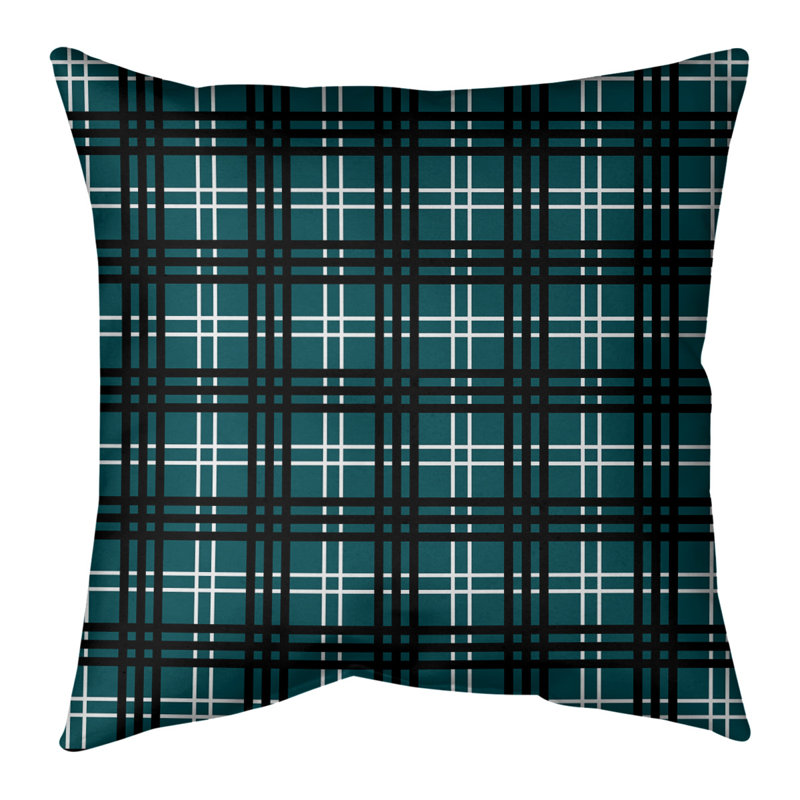 Housse de coussin Football Luxury, Vert minuit / blanc / noir, Croisé en coton, 16 po x 1 po
