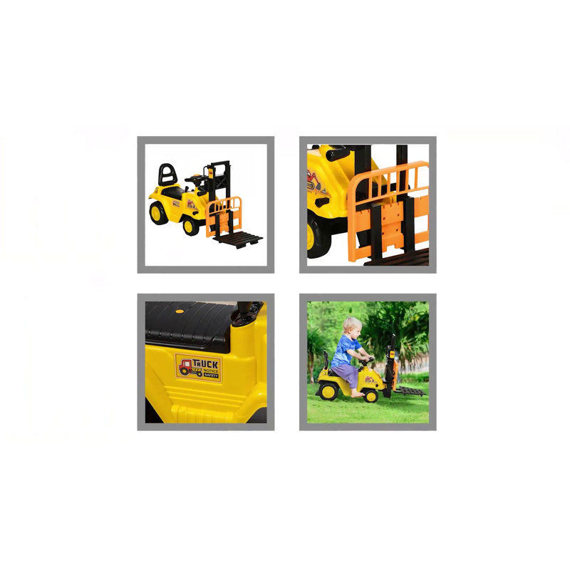 Yellow Forklift Ride-On Construction Toy for Kids