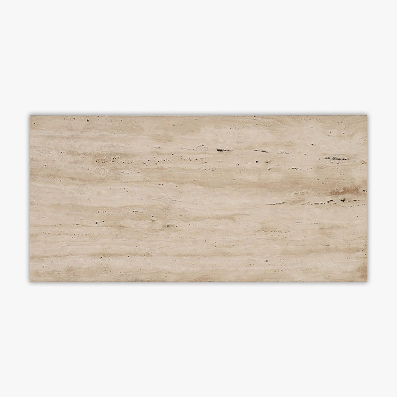 Ivory Vein-Cut Brushed 12x24 Travertine Tile