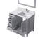 Meuble-lavabo gris patiné 36 po X P 22 po D, dessus en quartz blanc décalé à droite, ensemble de robinet et Miroirs