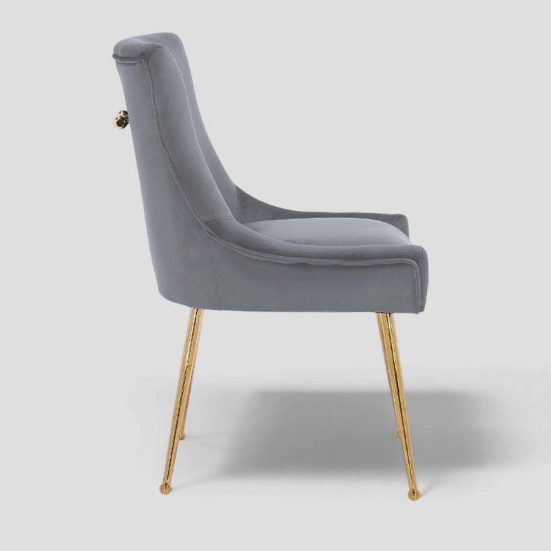 Chaise en velours Sheny, Velours gris foncé