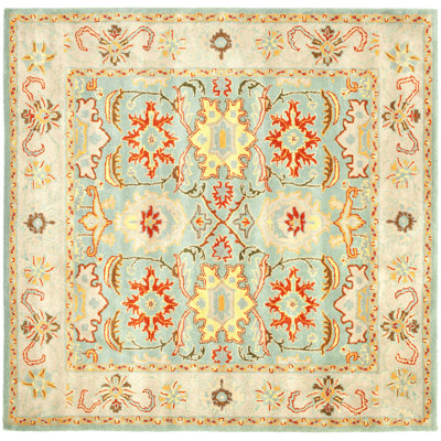 Tapis oriental bleu clair en laine touffeté à la main Chaim