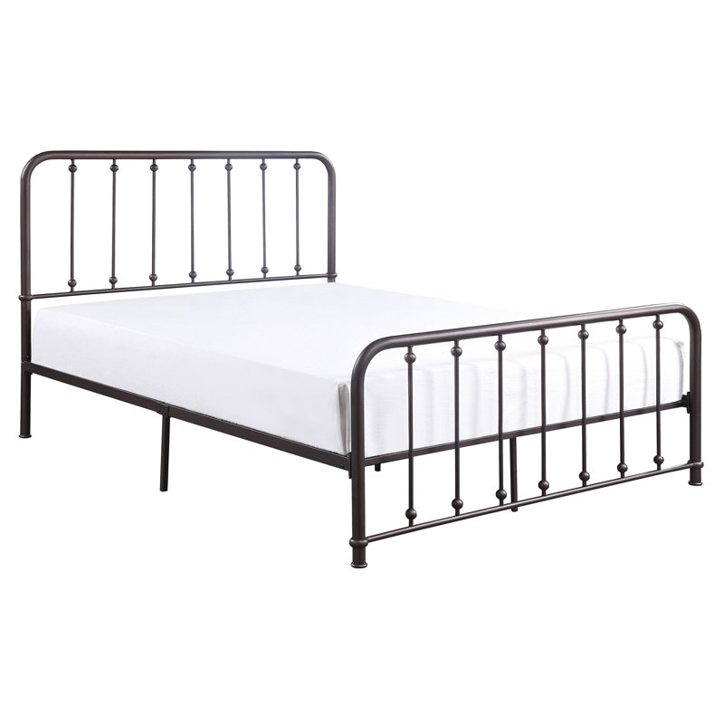 Très grand lit plateforme au fini bronze antique avec structure en métal pour chambre à coucher dans un look charmant, King