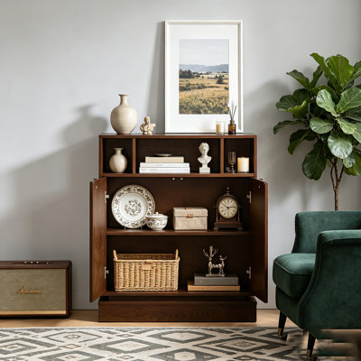 Buffet avec rangement, buffet cannelé de ferme avec 2 portes et tablettes réglables, meuble télé, armoire de rangement pour le vestibule, le vestibule, la cuisine, le salon et la salle à manger