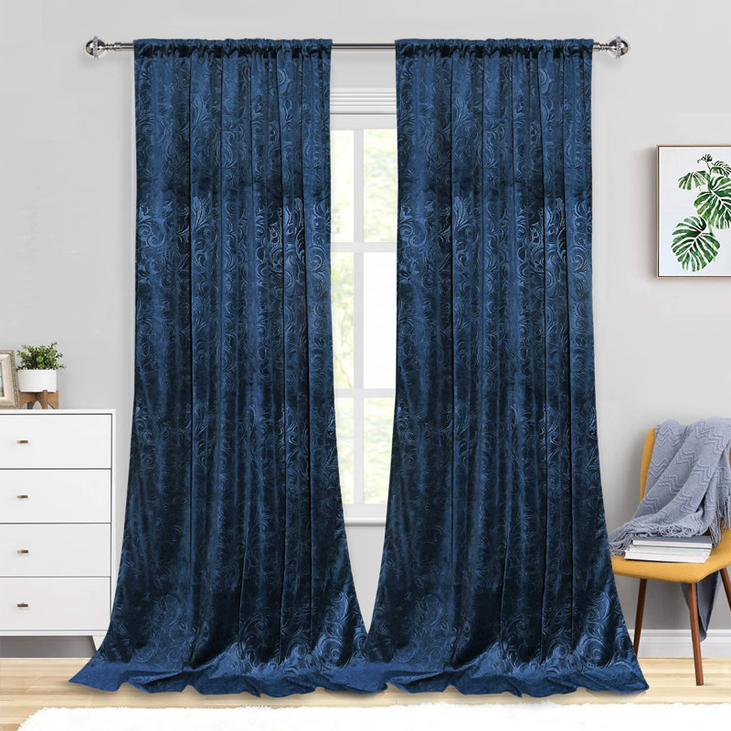Jekhi Velvet Blackout Pair, 52" W x 108" L, Nightfall Navy