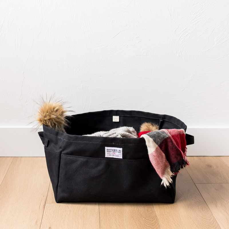Grand bac de rangement en toile, Noir