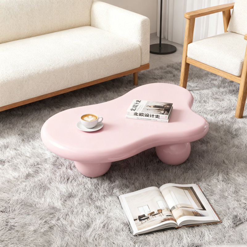 Table basse en forme de nuage, Blanc, Blanc, H 11,7 po x L 40 po x l 26,8 po