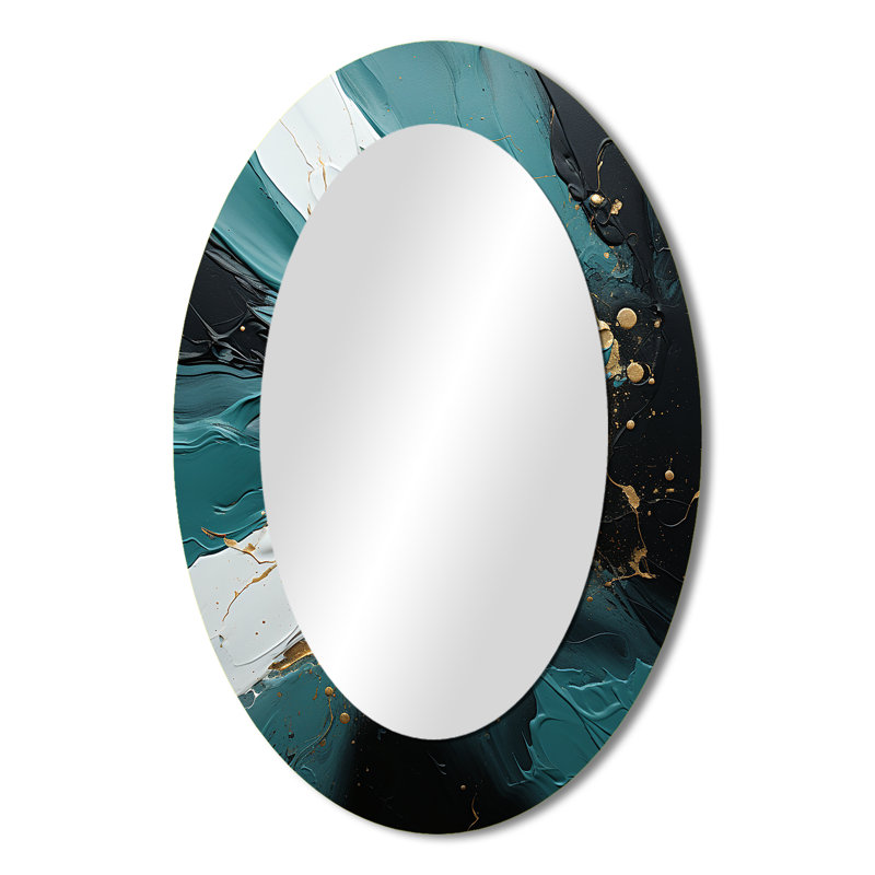 Miroir mural moderne doré doré et vert Waterfall III, 36 po x 24 po