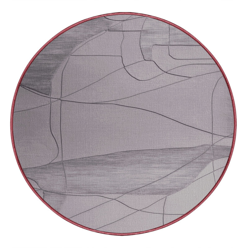 Tapis beige lavable à la machine, Rond 3 pi