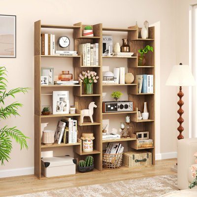 6-tier Bookshelf Tall Display Shelf With 11 Open Shelves 2 Anti-tipping Kits