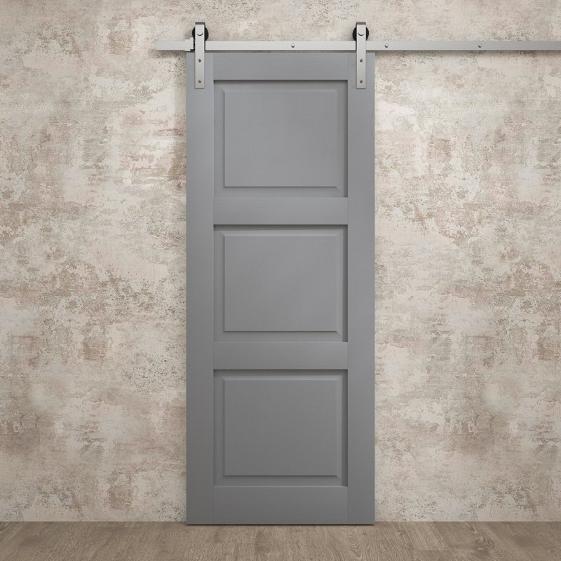 Porte de grange moderne | Ego 5010 | Ensemble de quincaillerie lourde Silver Rail Track | Portes intérieures solides