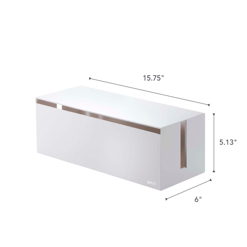 Boîte de gestion des câbles avec couvercle Yamazaki Home, Blanc