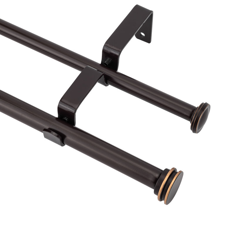 Kynley Steel Adjustable Double Curtain Rod, Bronze, 84" - 120"