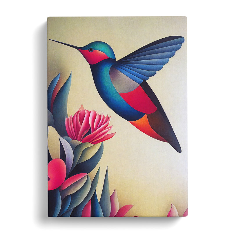 Laymoune Hummingbird Retro - Wrapped Canvas, 50cm H x 35cm W x 3cm D