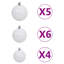 Ensemble de 60 boules de Noël vidaXL en plastique blanc brillant de différentes tailles