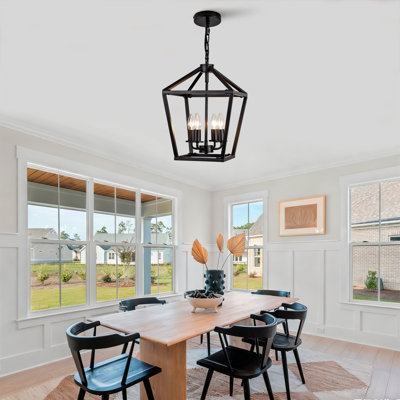 Farmhouse Lantern Chandelier with Open Cage