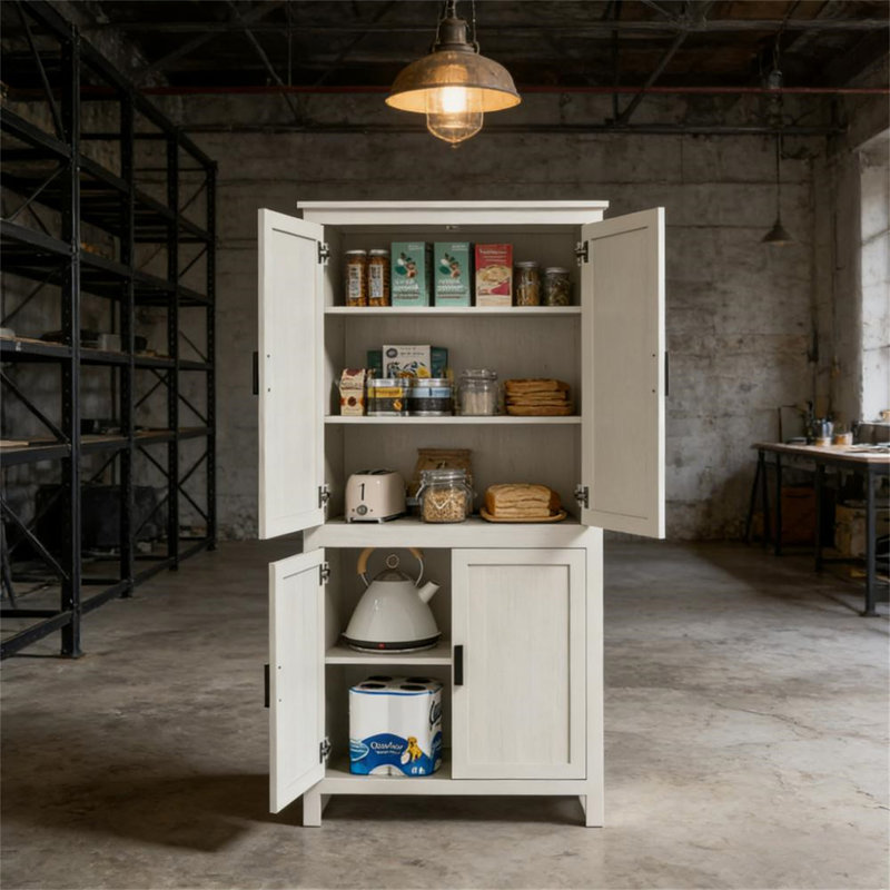 Spacieuse armoire de rangement autoportante, Blanc antique
