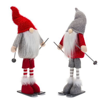 Polyester Plush 6 Piece Gnome Skier Set