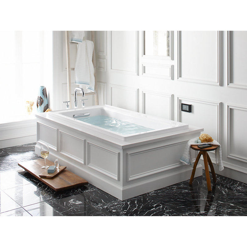 Archer® 60" x 32" Alcove Air Acrylic Bathtub with Heater, White, Left