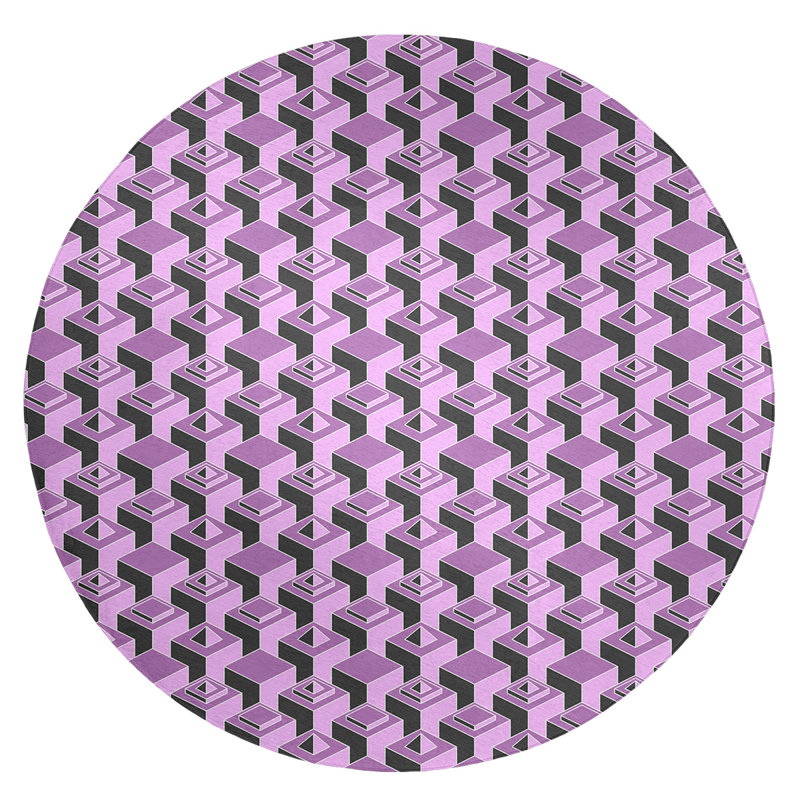 Chenille Geometric Indoor Rug, Round 5'