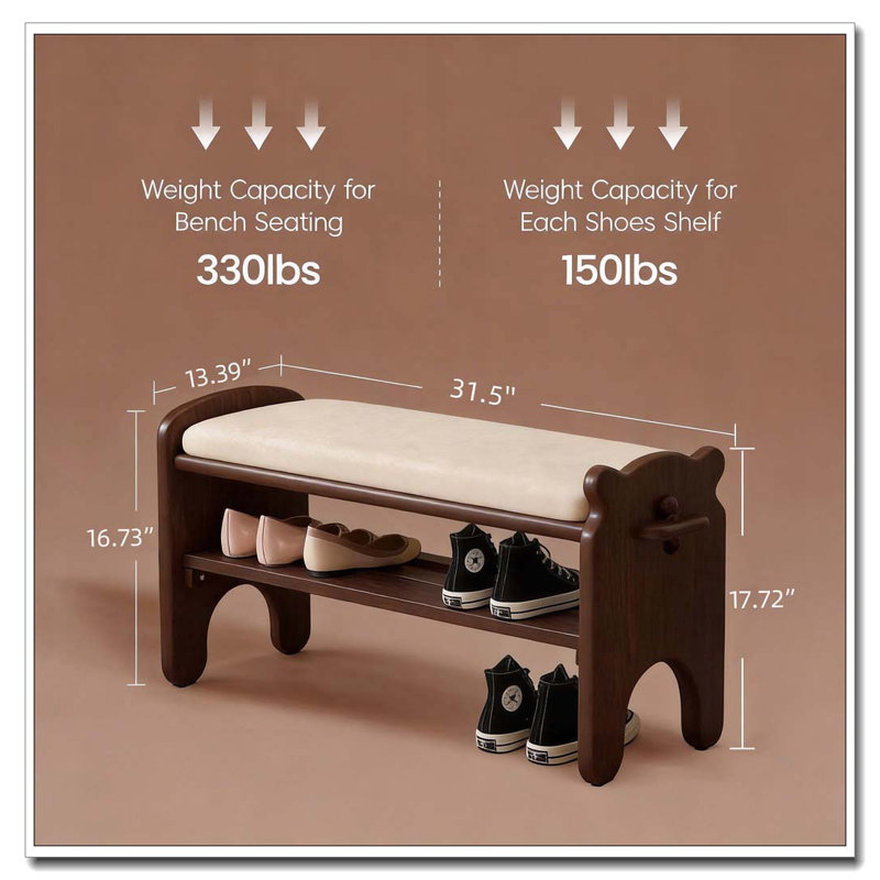 Banc de hall d'entrée en bois à 2 niveaux