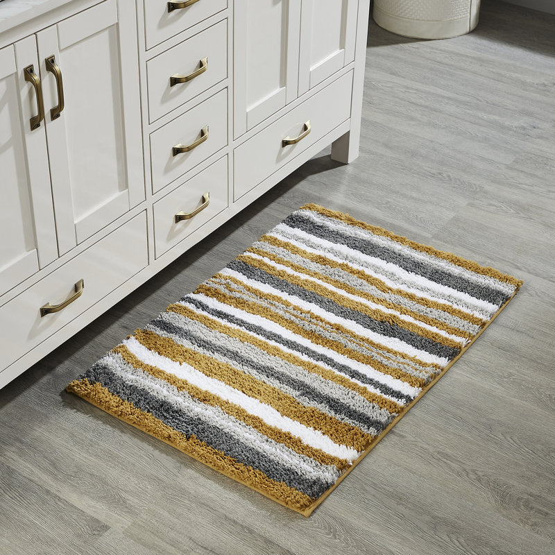 Tapis pour salle de bain 100% polyester griffé Griffie, Rectangle 24 po x 36 po, Jaune