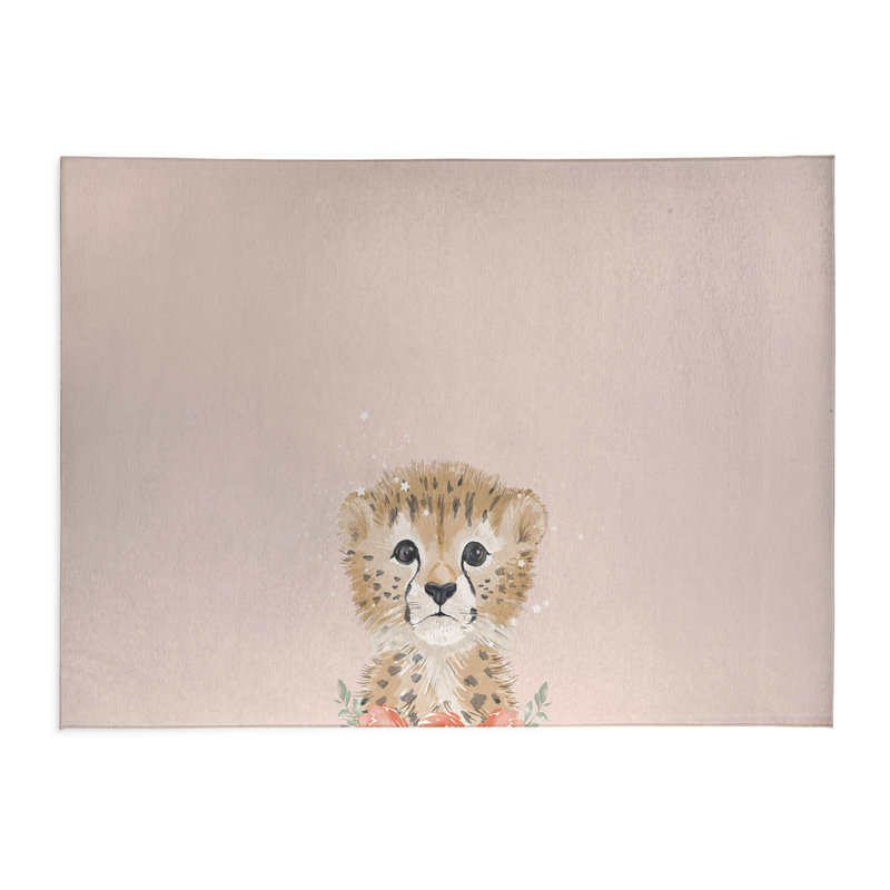 Lil Leopard Kids Play Mat, Rectangle 4' x 6', Pink/Tan/Pink