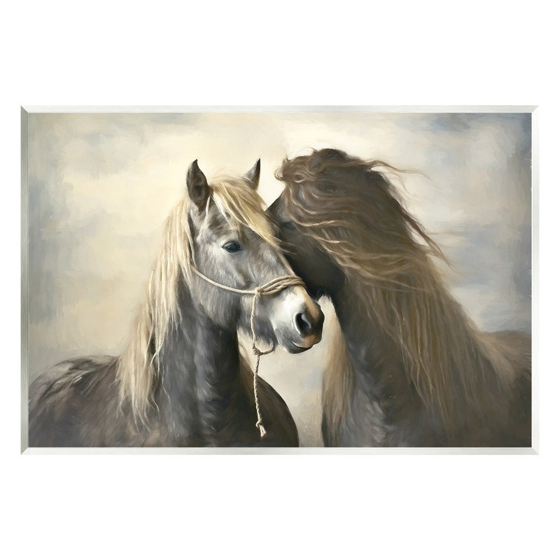 Art traditionnel sur plaque, Chevaux étreints par Ramona Murdock, H 10 po x l 15 po