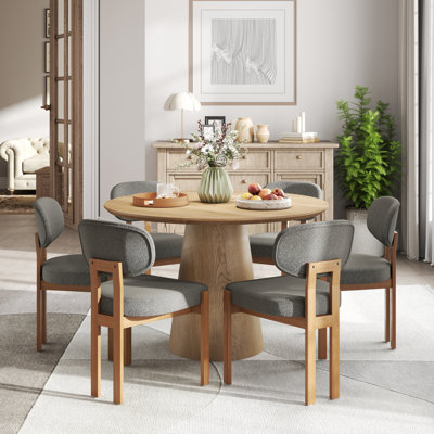 Mid Century Wooden Round Pedestal Dining Table Sets
