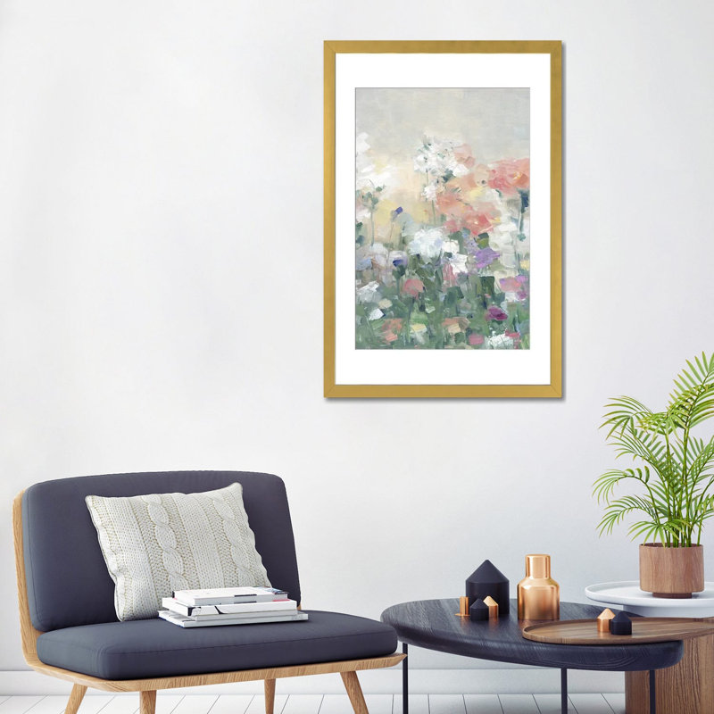 Garden Symphony III - reproduction d'art murale - papier d'art encadré, 32 po x 24 po, Papier encadré, Gold