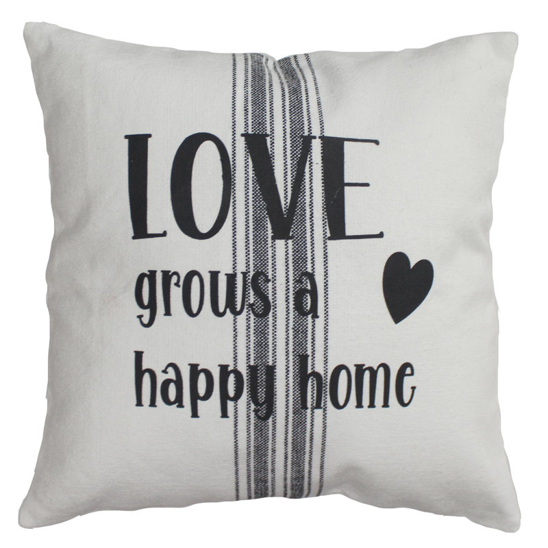 Coton - Coussin décoratif réversible imprimé en coton blanc et noir, H 14 po x l 14 po, Blanc / noir / gris, Carré