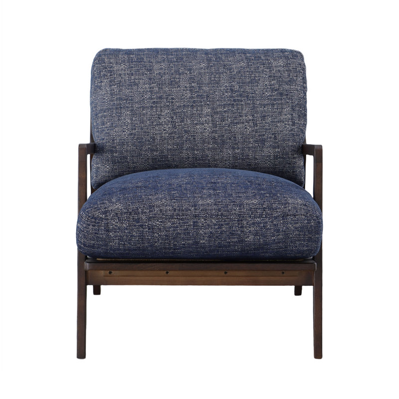 Ladarius 30" Wide Arm Chair, Royal Navy Fabric, Black