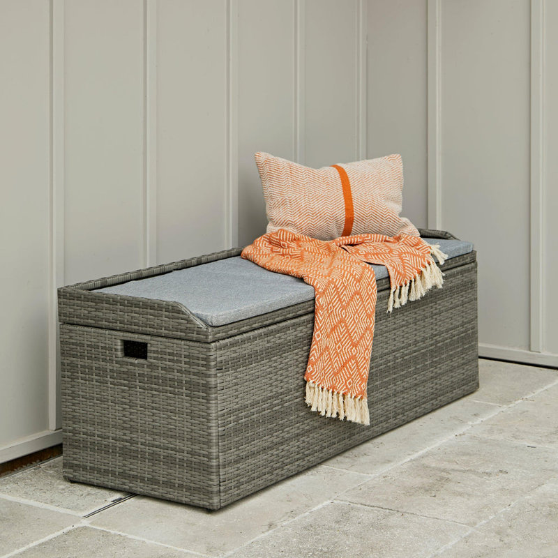 17 Stories Alyene 140cm W 130L Wicker Storage Bench, Grey
