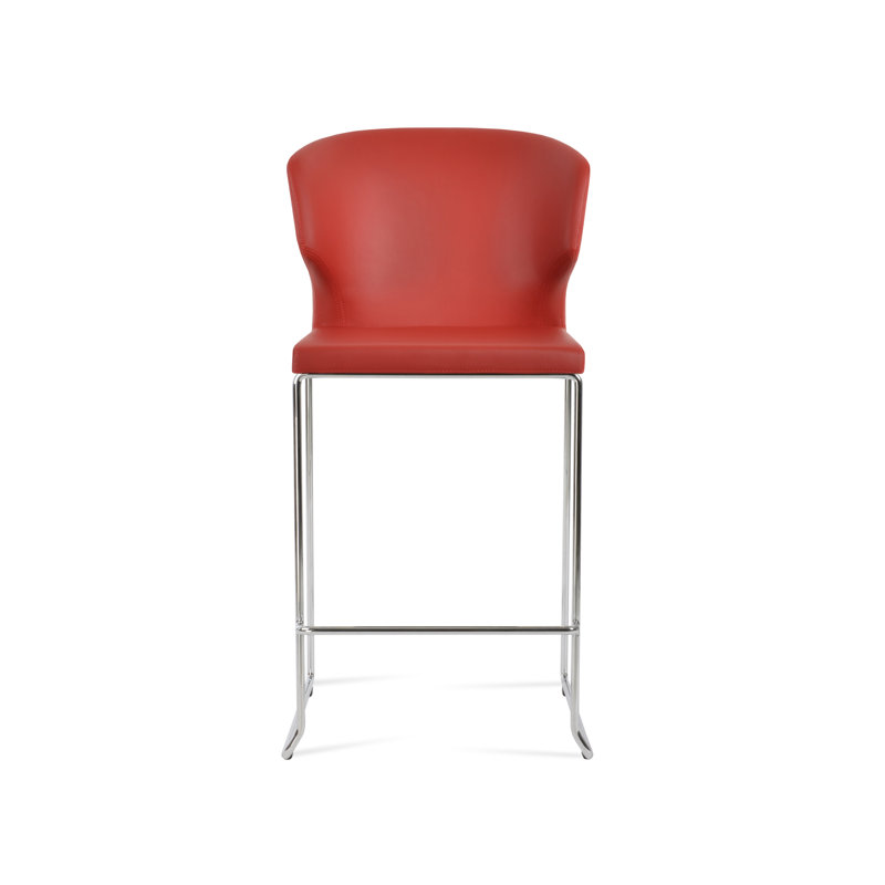 Tabouret de bar et de comptoir empilable Amed, Tabouret de bar (siège d'une hauteur de 29 po), Cannelle, Chrome