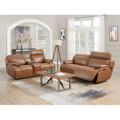 Manhattan, 2 Pieces Livingroom Set, Faux Leather Dual Power Recliner Loveseat with Power Adjustable Headrest