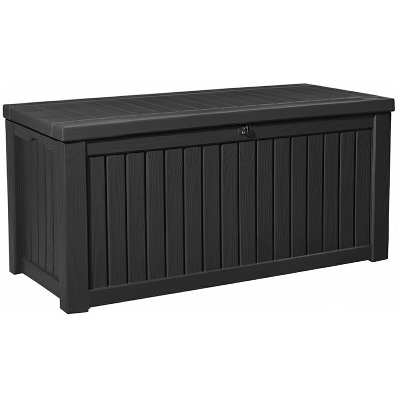 450 Litre/119 Gallon Waterproof Extra Large Lockable Easy-Open Garden Storage Box, Black