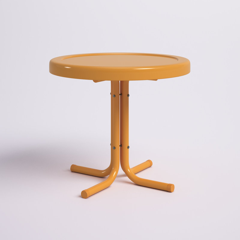 Alanna Round Metal Outdoor Side Table , 22'' in. W 22'' in. D, Tangerine Gloss