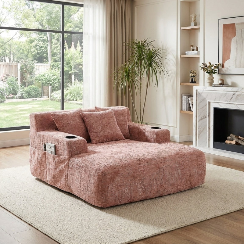 Canapé-lit Chenille, Pink