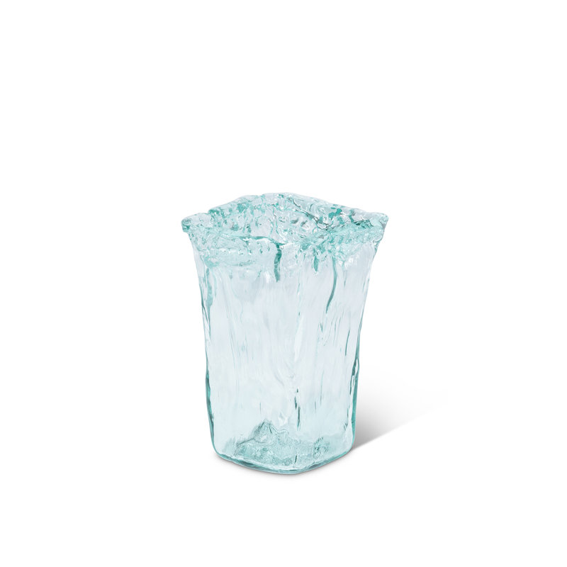 Vase carré en verre organique Oceana, H 8,5 po x l 5,5 po x P 5,5 po