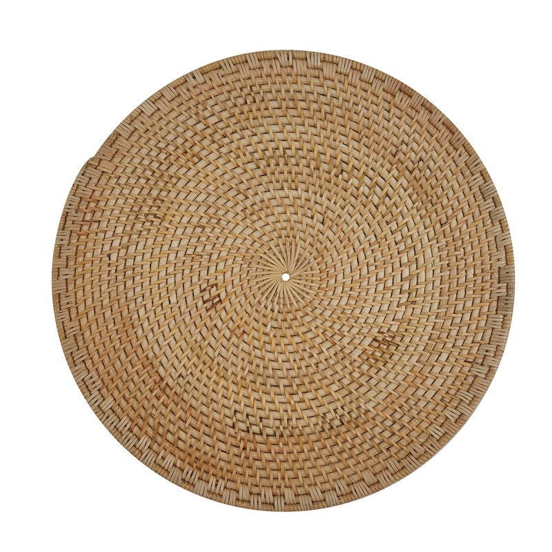  Ensemble de 4 poêles en rotin naturel, Beige