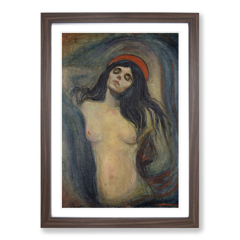Madonna Vol.2 by Edvard Munch - Picture Frame Painting, Walnut Framed, 48cm H x 36cm W x 2cm D