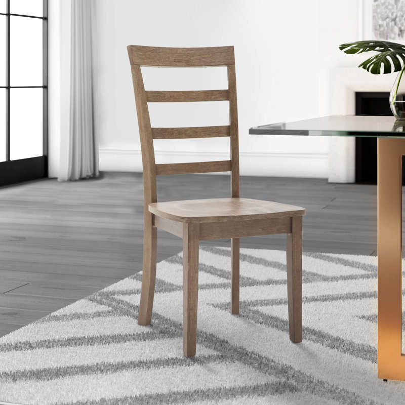 Minimalist Brown Rubberwood Ladderback Side Chair