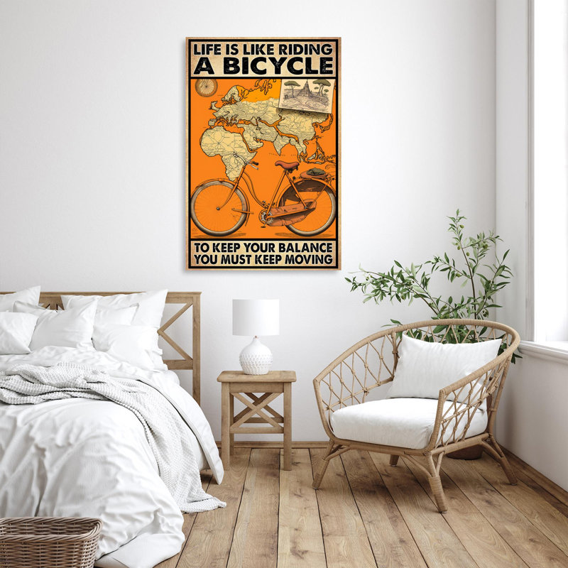 «Life Is Like Rider A Bicycle» - Rectangle 1 pièce, H 36 po x l 24 po x P 1,25 po