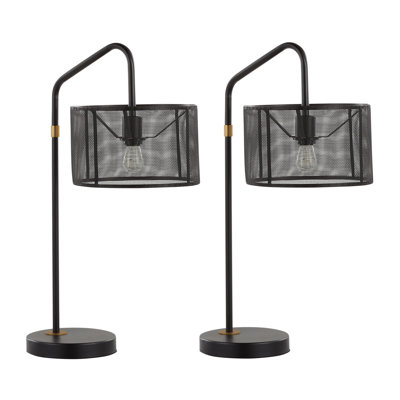 Lampe de travail contemporaine 27 po en métal avec port USB intégré, bronze huilé et finition or peinte Grandview Gallery (ensemble de 2)