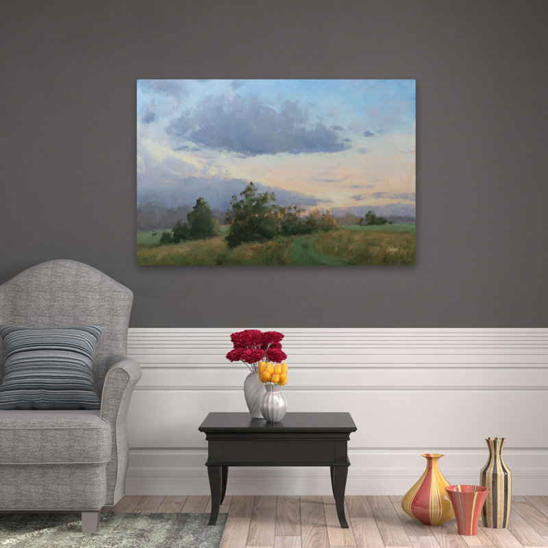 «Blue and Clouds Sunset Across The Field», art, H 32 po x l 48 po