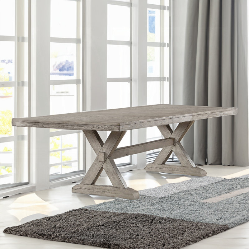Gray Oak Extendable Dining Table Set with 12 Chairs