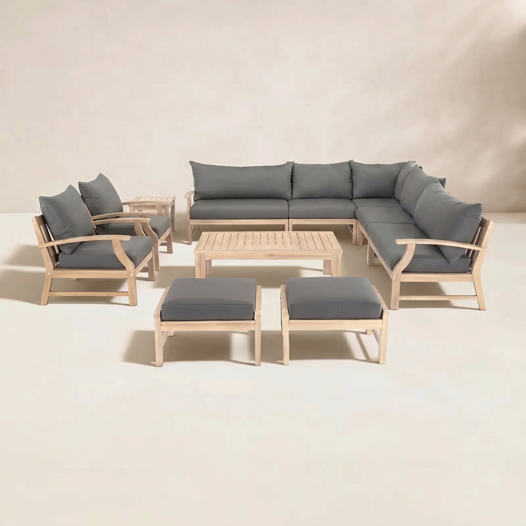 Paulet 11 Piece Seating Group with Cushions, Charcoal Gray