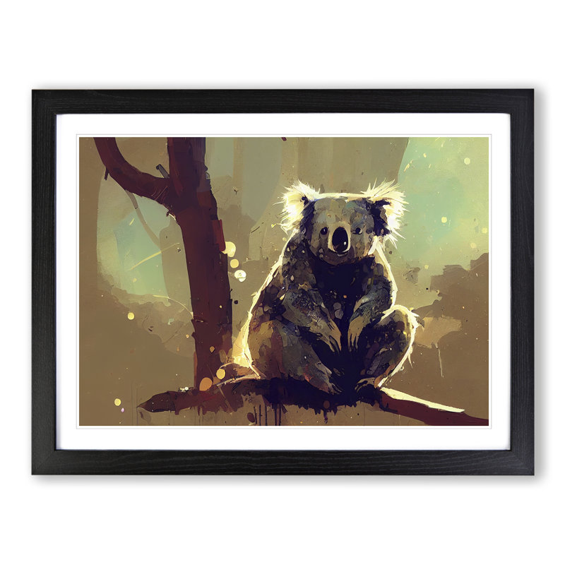 Koala Bear Abstract - Single Picture Frame Print, Black Framed, 34cm H x 46cm W x 2cm D