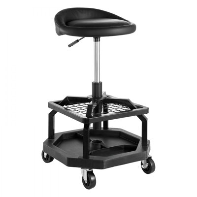 Rolling Shop Stool Adjustable Height Garage Seat 300 lbs Load with Caster