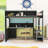 Modern Loft Bed with Built-in Desk, Pegboard Organizer, LED Lighting and Storage Shelves-715236155-715236149